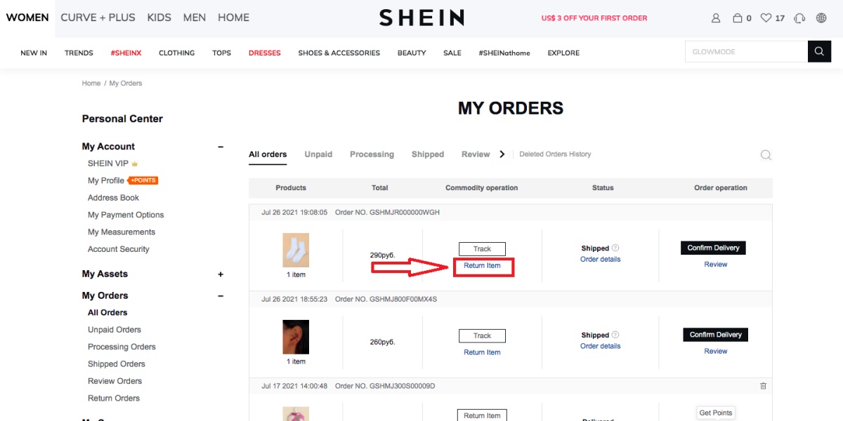 Cancel Shein Order