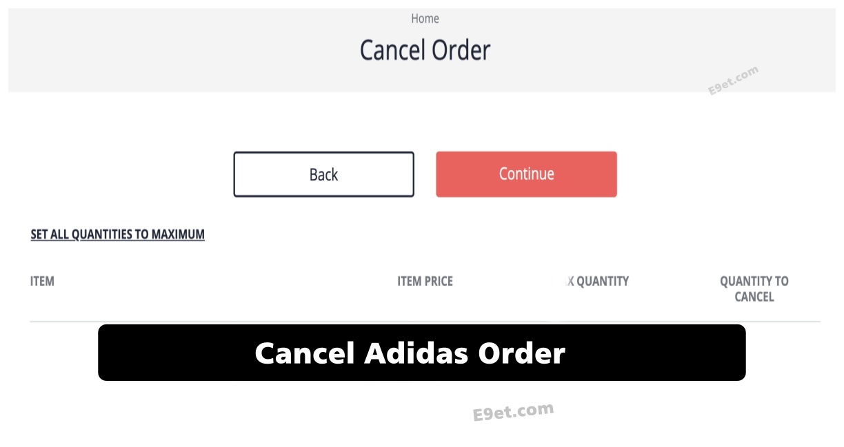 Cancel Order on Adidas