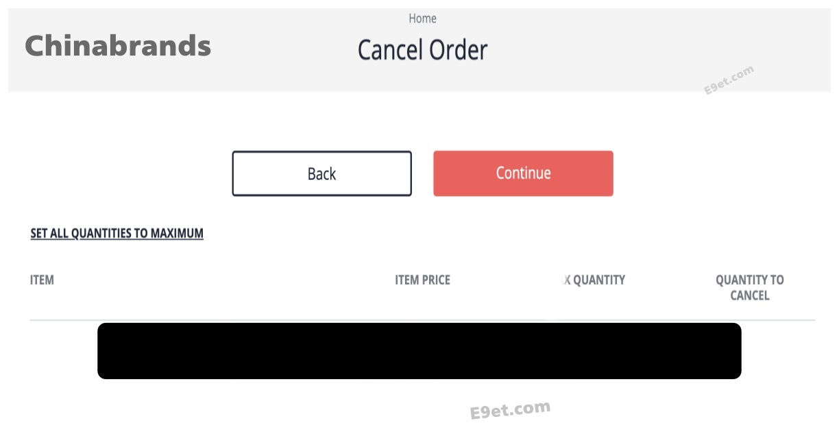 Cancel Order on Chinabrands