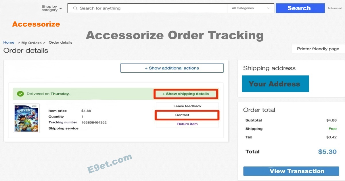 Track Accessorize Order
