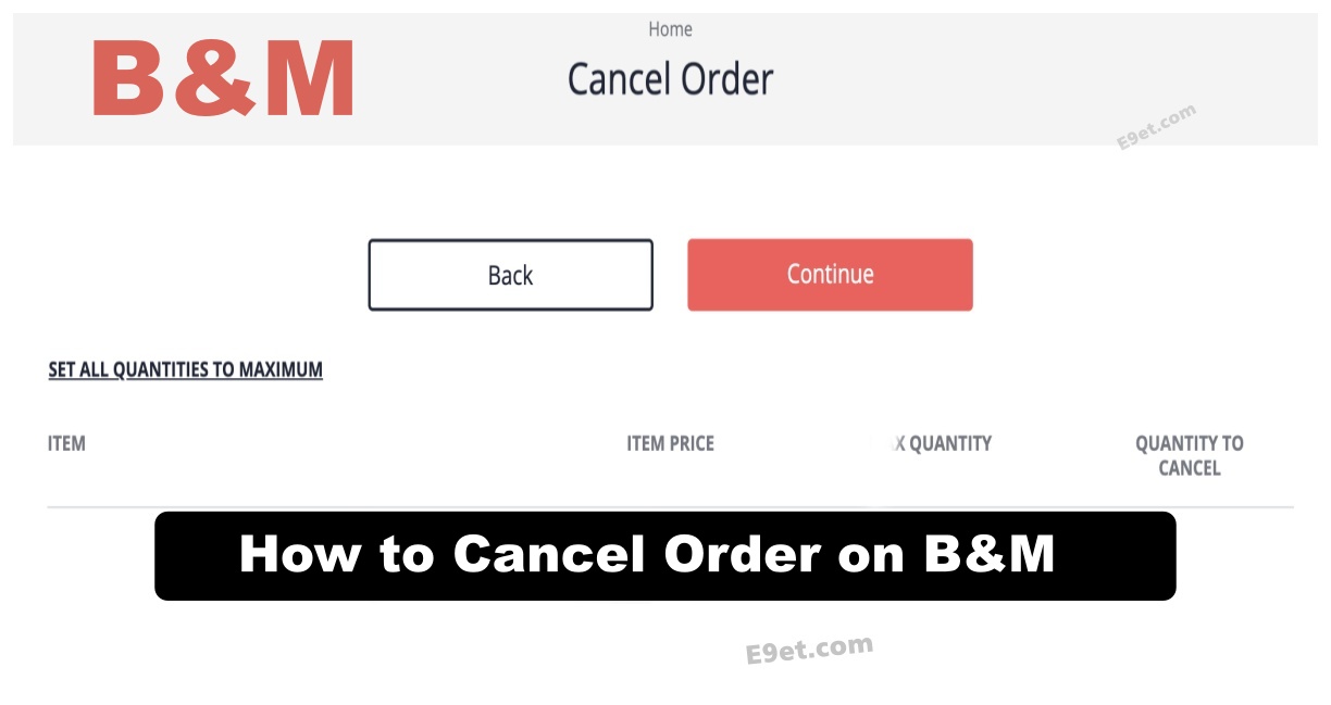 Cancel Order on B&M