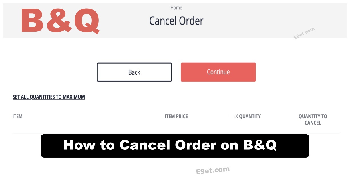 Cancel Order on B&Q