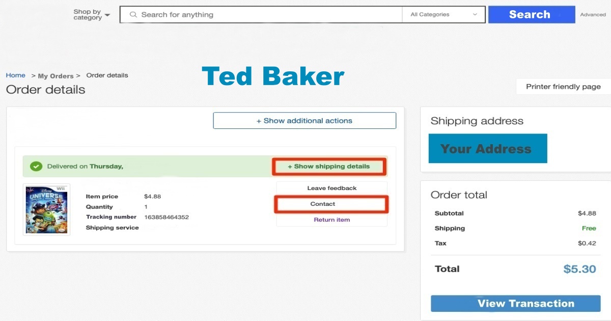 Track Ted Baker Order