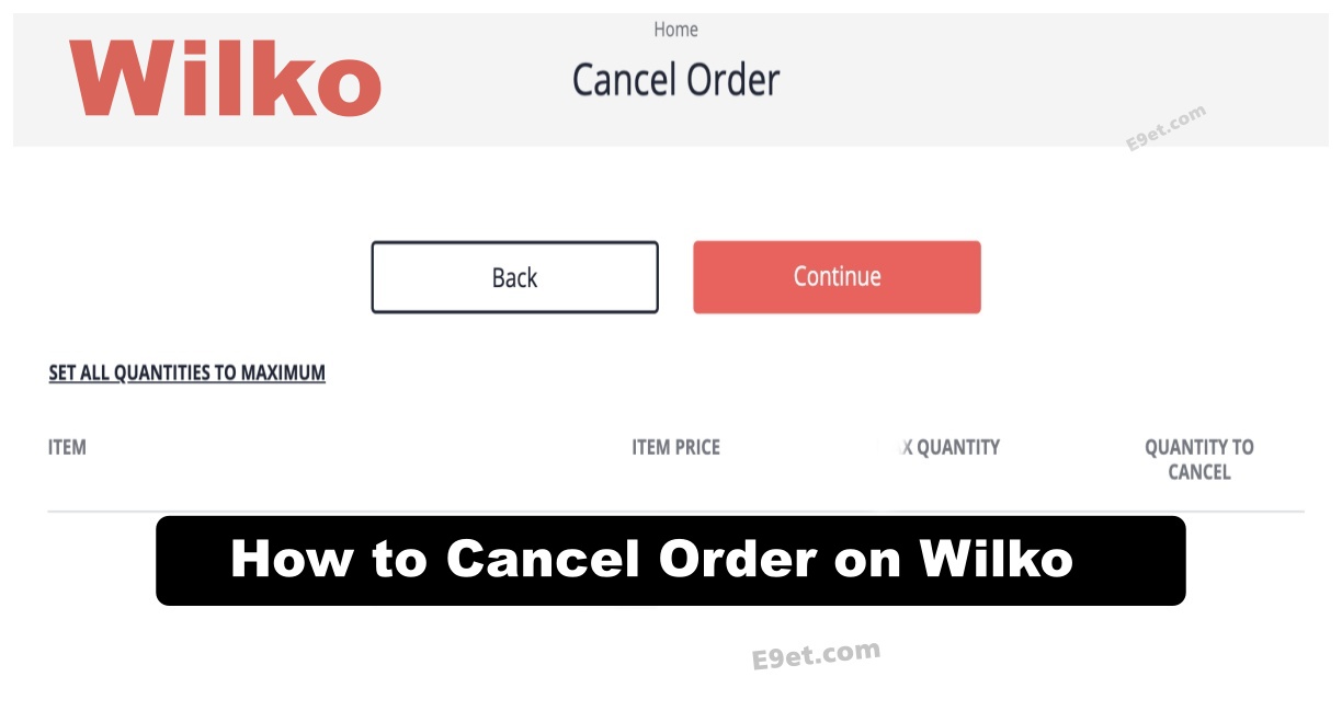 Cancel Order on Wilko