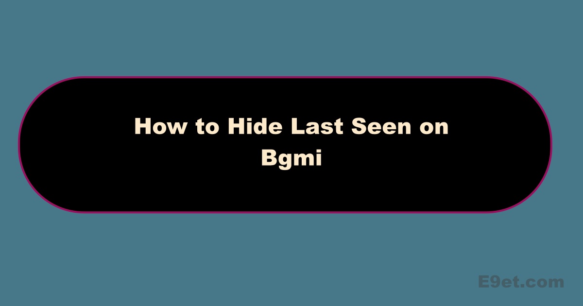How to Hide Last Seen On Bgmi