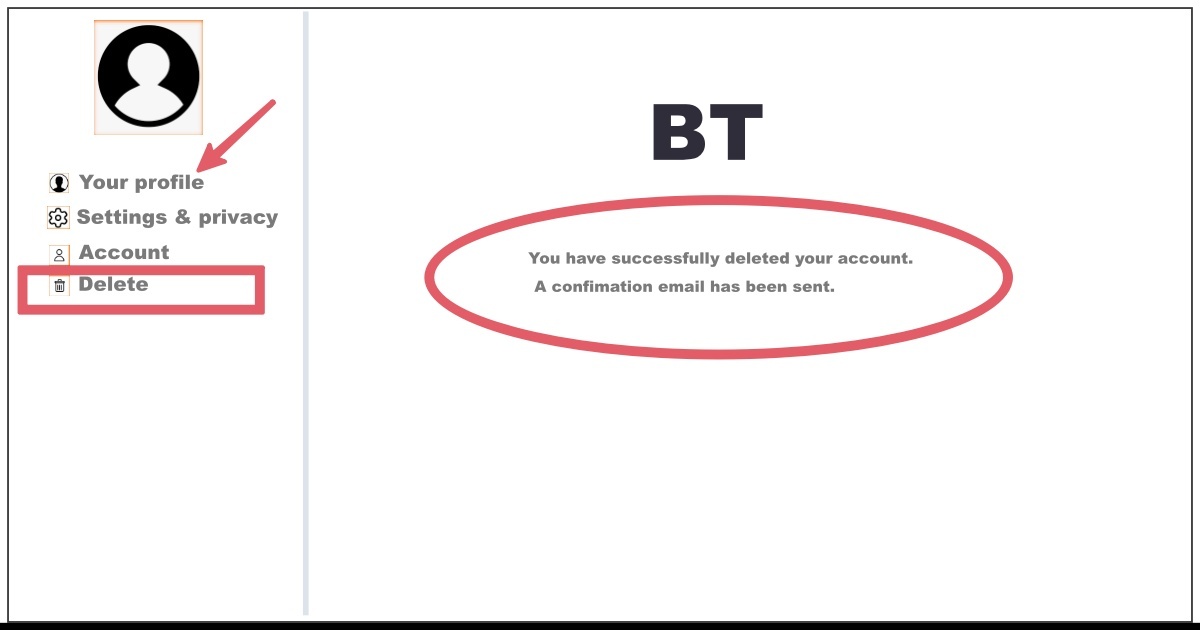 Image of How to Delete BT Account