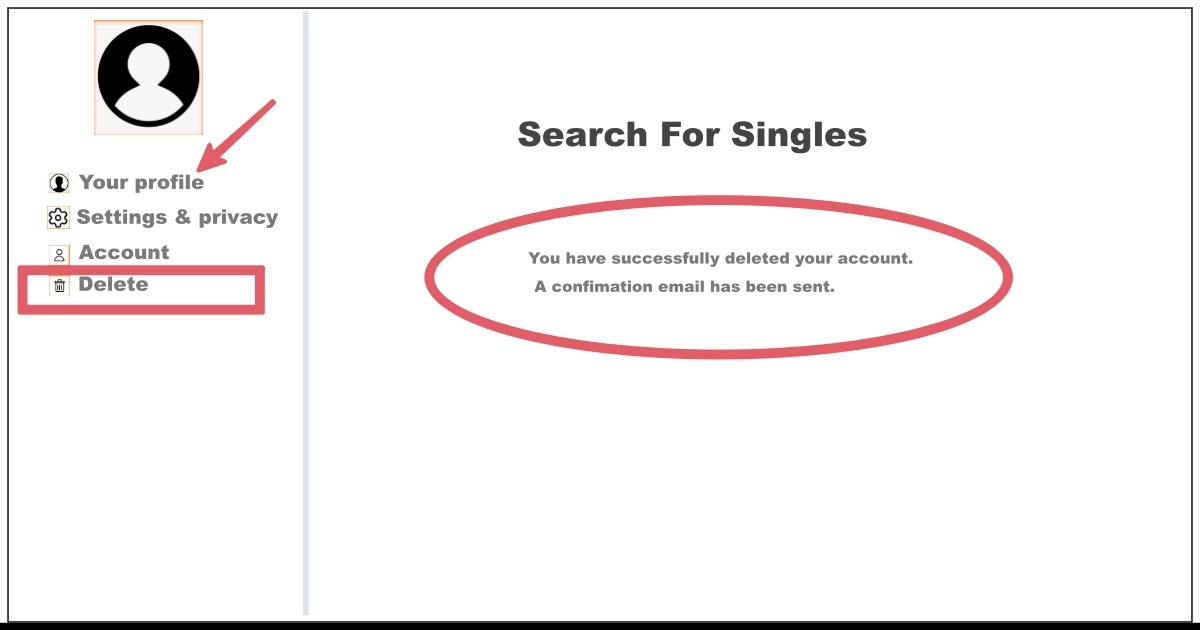 Image of How to Delete Search For Singles Account
