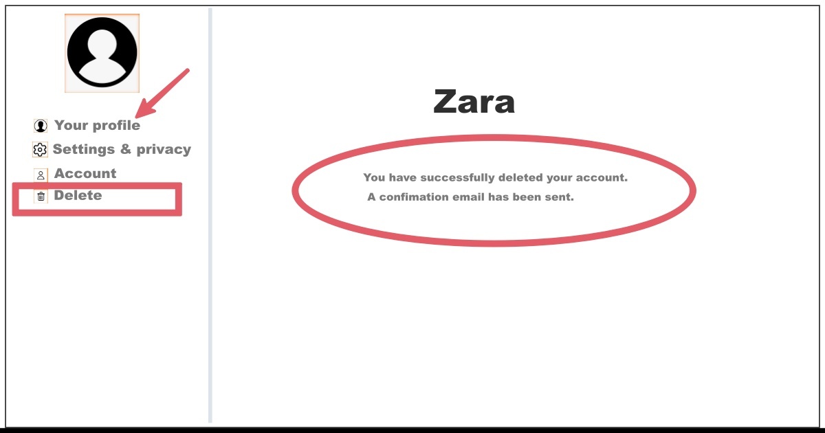 Delete Zara Account