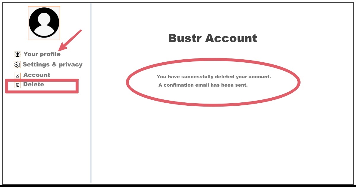 Bustr Account Delete