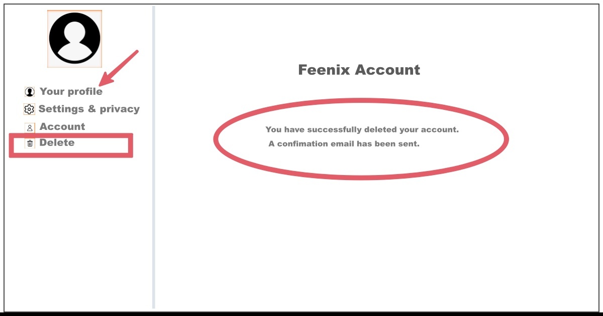Delete Feenix Account