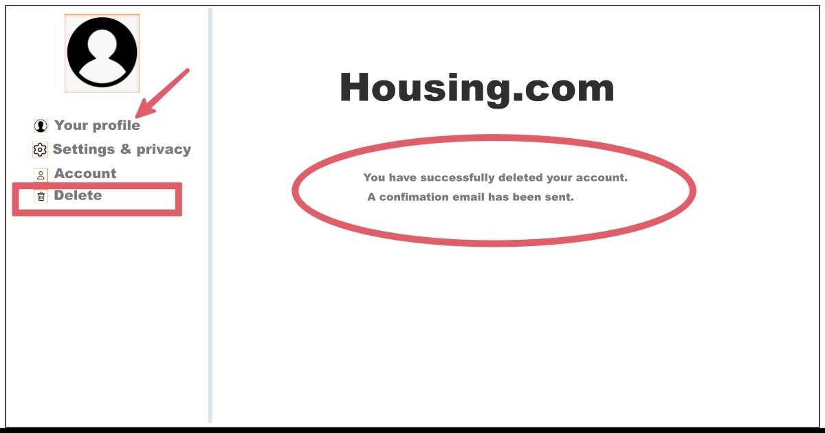 Delete Housing.com Account