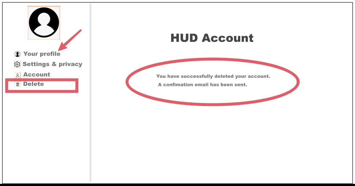 HUD Account Delete