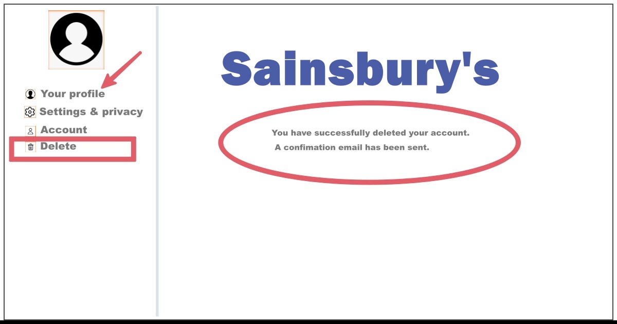 Delete Sainsbury's Account