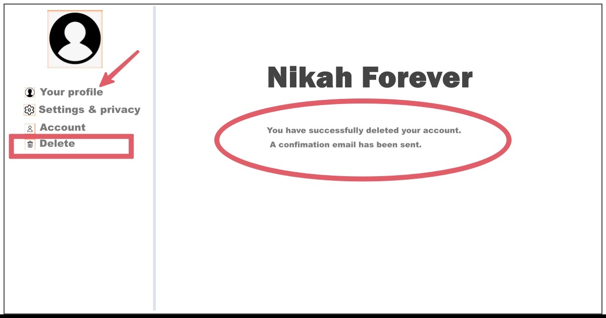 How to Delete Nikah Forever Account