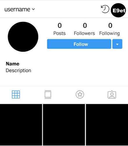 Instagram account with zero followers
